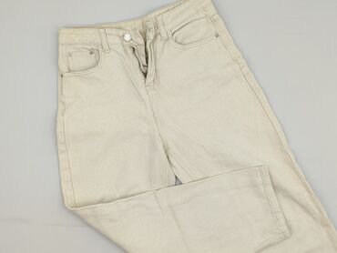 dżinsy z wysokim stanem czarne: Material trousers for women, size S (EU 36)