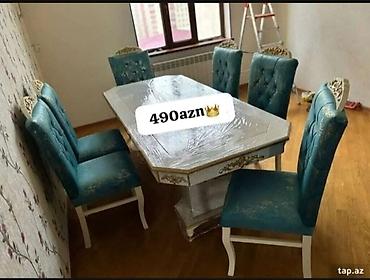 masa desti: Qonaq otağı üçün, Yeni, Açılmayan, Dördbucaq masa, 6 stul — 1