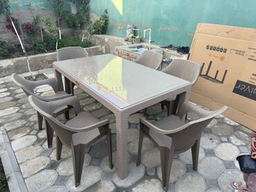 en ucuz perdeler: Balkon üçün, Açılmayan, Dördbucaq masa, 6 stul