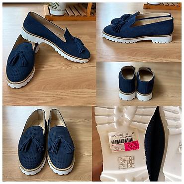 nabuk: Məhsul: Qadın loafer ayaqqabısı - Rəng: Tünd-göy (navy) - Material — 1