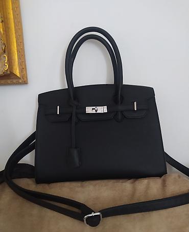 Torbe: Veoma lepa Birkinka Crna damska torba – klasičan tote/Birkin stil - — 6