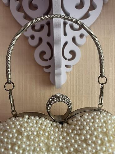 Çantalar: Məhsul: Ürək formalı qadın clutch çantası - Rəng: İşıqlı krem/şampan — 5