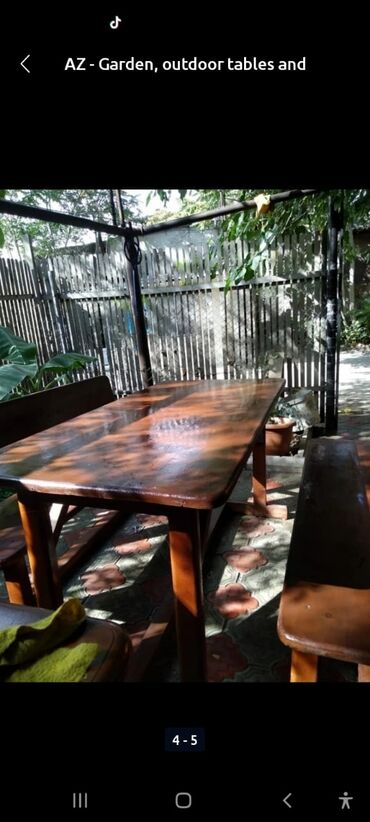 plastik stol stul: Б/у, Прямоугольный стол, Нераскладной, Со скамейками, Дерево, Азербайджан