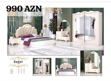 Yataq otağı dəstləri: İkinəfərlik çarpayı, Dolab, Termo, 2 tumba, Azərbaycan, Yeni — 4