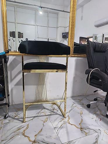 metbex oturacaqlari: Qızılı metal karkaslı, məxməri örtüklü bar stulu - Dizayn: Qızılı — 3