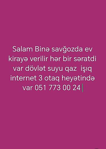 Kirayə ev – Binə, Savxoz ərazisi - 3 otaqlı ev - Həyəti var - Bütün