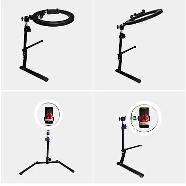 микрофон вокальный: Кольцевая LED‑лампа с держателем для смартфона и гибким настольным — 3