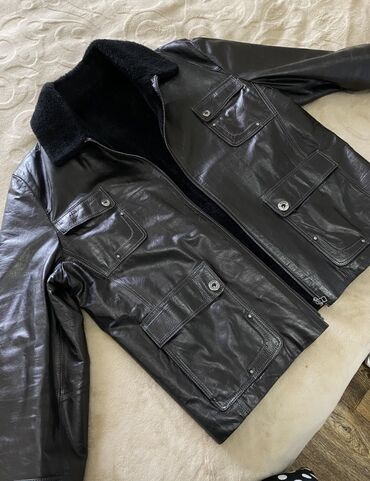 куртка кожанный мужской: Куртка 3XL (EU 46), цвет - Черный