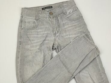 spodnie szare jeansy: Spodnie jeansowe, 13 lat, 158, stan - Dobry