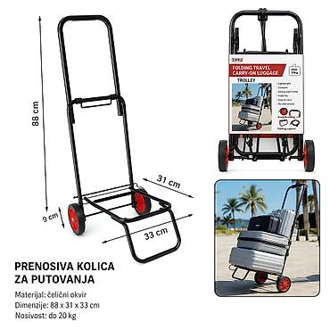 KMT Kolica za prtljag crna 2001807 Prenosiva sklopiva kolica koja