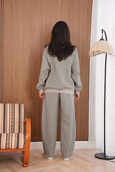 nike tech flecce: Спортивный костюм женский, серый меланж - Комплект из двух предметов — 2