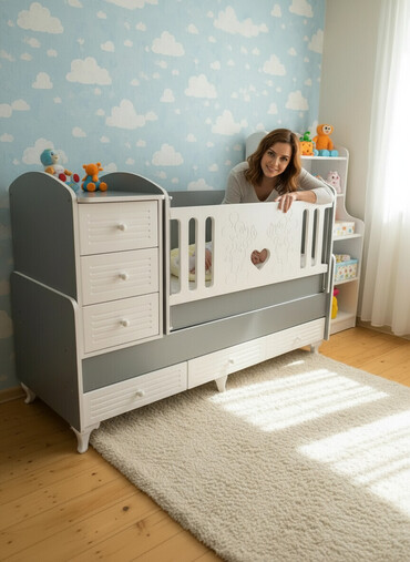 Beşiklər: Oğlan və qız üçün, İşlənmiş, Beşik, Matras ilə — 1