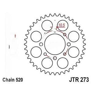 neo tec: Zadnji lančanik za motocikl – JTR 273 (za lanac 520) - Tip: čelični — 2