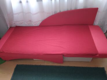 zidni sat na lepljenje: Single bed, Storage drawer, color - Red