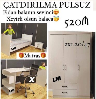 Divanlar: Yataq otagi mebeli ÇARPAYI+DOLAB+Yazı masası_ 💥 Yeni və sifarişlə