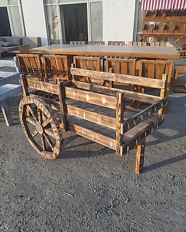 heyet arabasi: Taxta dekorativ çiçək arabası (bağ üçün) - Material: keyfiyyətli — 7
