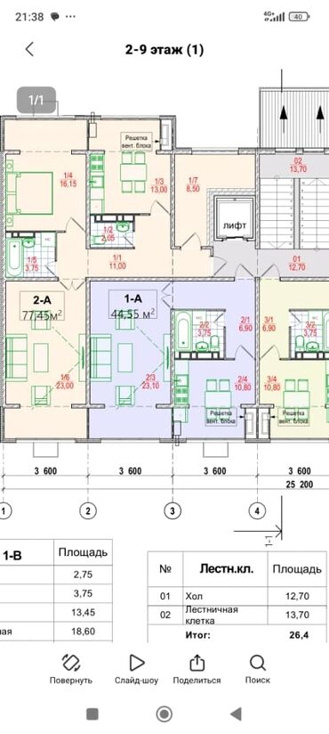 однушка недорого: 1 комната, 45 м², Элитка, 7 этаж, ПСО (под самоотделку)