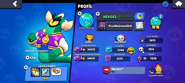 xbox one s: Brawl Stars oyununda 34615 kupa, 1914 zəfər, 3208 ədəd ən yüksək