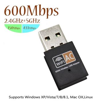 Kompüter və noutbuk aksesuarları: Wi-Fi 6 Adapter USB dual band Wi-Fi 6 adapter 600 Mbit/s 2,4 Ghz + 5