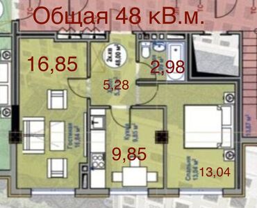 Продажа квартир: 2 комнаты, 48 м², Индивидуалка, 3 этаж, ПСО (под самоотделку)