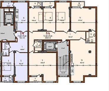 2 комнаты, 72 м², Аламедин-1 мкр Индивидуалка, 7 этаж, ПСО (под самоотделку)