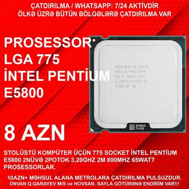 Operativ yaddaş (RAM): Prosessor Intel Pentium İntel Pentium Dual Core E5800, 3-4 GHz, 2 nüvə, İşlənmiş