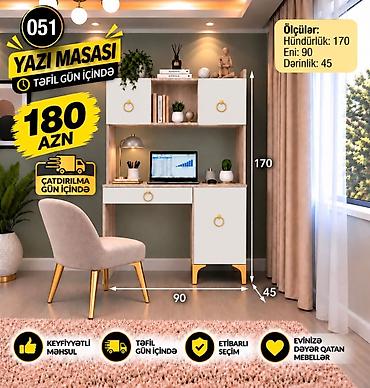 Yazı masası – çoxfunksiyalı dizayn • Ölçülər: Hündürlük 170 sm, Eni
