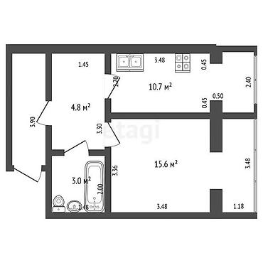 Продажа квартир: 1 комната, 34 м², Индивидуалка, 3 этаж, Евроремонт — 10