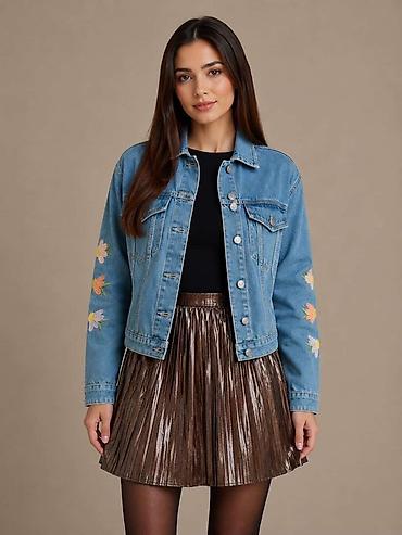 Üst geyimi: Uşaq üçün cins gödəkçə - Klassik göy denim material - Düz kəsim — 1