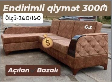Masa və oturacaq dəstləri: Künc divan, Yeni, Açılan, Bazalı