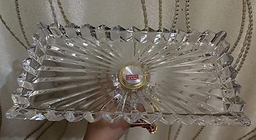 gulle: Kristal/qızılı ayaqlı şirniyyat qabı – DEKORLU - Material: qalın — 4