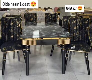 Masa və oturacaq dəstləri: Qonaq otağı üçün, Yeni, 6 stul