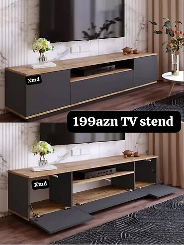 TV stend – 199 AZN - Müasir minimal dizayn: üst səth və daxili rəflər