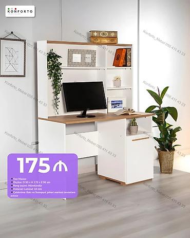 Mebel: Düz masa, Stulsuz, Polkalı, Siyirməsiz, Sadə laminat — 1