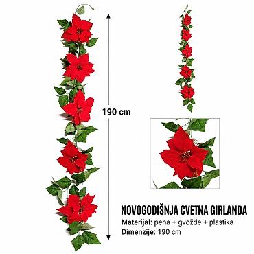 KMT Božićna cvetna girlanda sa 5 cvetova 7990854 Dekorativna girlanda