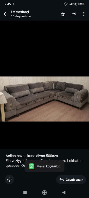 Sifarişlə dolablar: Künc divan, Açılan, Bazalı, Çatdırılma yoxdur