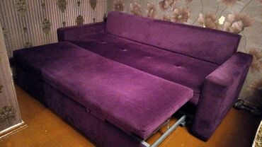 бу раскладной диван: Диван-керебет, түсү - Кызгылт көк, Колдонулган