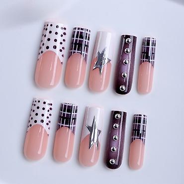 goth: Set veštačkih nokti – miks dizajna, dužina coffin - Kompletnan set — 4