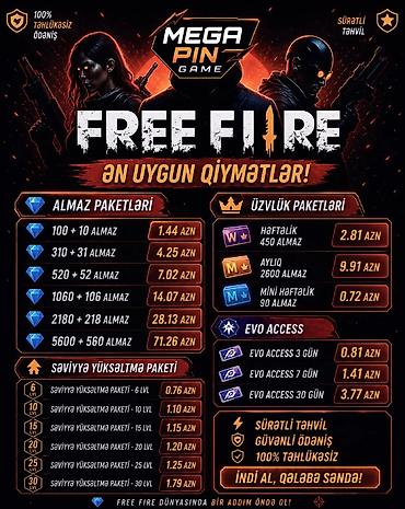 çat patpres təmiri: PUBG Mobile və Free Fire üçün rəqəmsal valyuta və paketlər Xidmətlər — 4