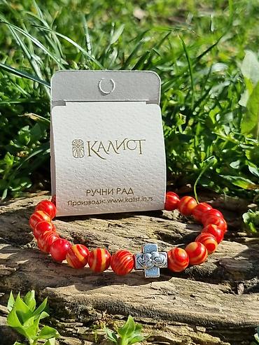 Narukvice: Kalist ručno rađene kamene brojanice od crvenog ahata, sa blagoslovom — 2