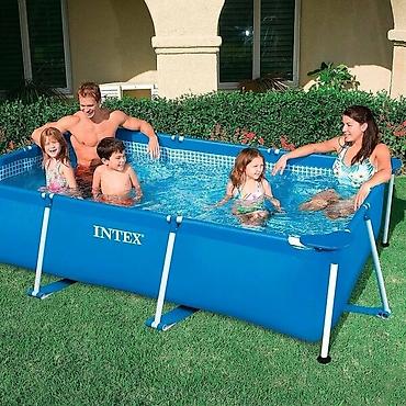 Бассейны: 220/150/60см. Intex 28270 Каркасный прямоугольный бассейн 1662л — 9