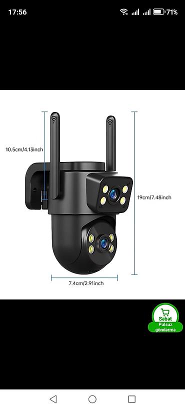 Техника и электроника: Wi‑Fi PTZ təhlükəsizlik kamerası 2 lensli audio in/out kamera 2.4G ve — 5