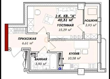 ordo: 1 комната, 40 м², Азия Молл Элитка, 2 этаж, ПСО (под самоотделку) — 4