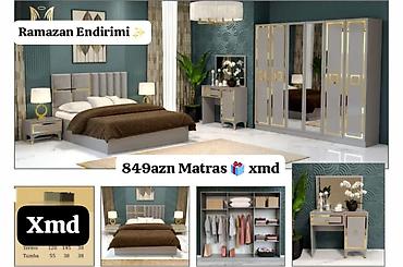 taxta dolab: Ramazan Endirimi ✨ Modern yataq otağı dəsti: - Boz rəngdə qızılı — 1