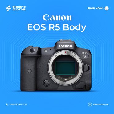 Fotokameralar: Canon EOS R5 Body - 2020 ci ildə istehsal olunan peşəkar tam kadrlı