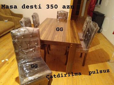Комплекты столов и стульев: Masa desti 350 azn Masanin olcusu 1.60×90 Acilan Masayla 390 azn