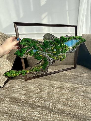 Декор и интерьер: Настенное панно Кыргызстан 🇰🇬 : 3D-ландшафт с подсветкой городов - — 9