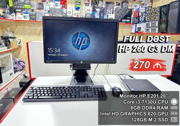 Masaüstü kompüterlər və iş stansiyaları: Masaüstü Kompüter ”HP 260 G3 DM” ⭐Full Dəst – 270 AZN ⭐Yeni USB