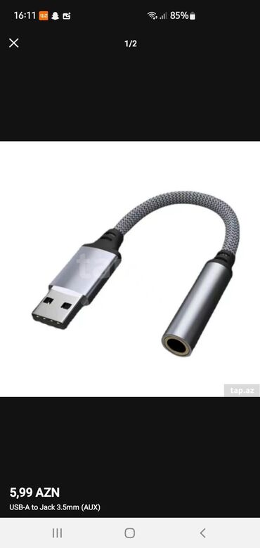 notbuk çantası: USB-A to Jack 3.5 Audio (AUX) Kabel ` Haqqında: Bu kabel kompüterlər