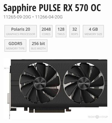 Videokartlar: Videokart Sapphire Radeon RX 570, 4 GB, İşlənmiş — 1